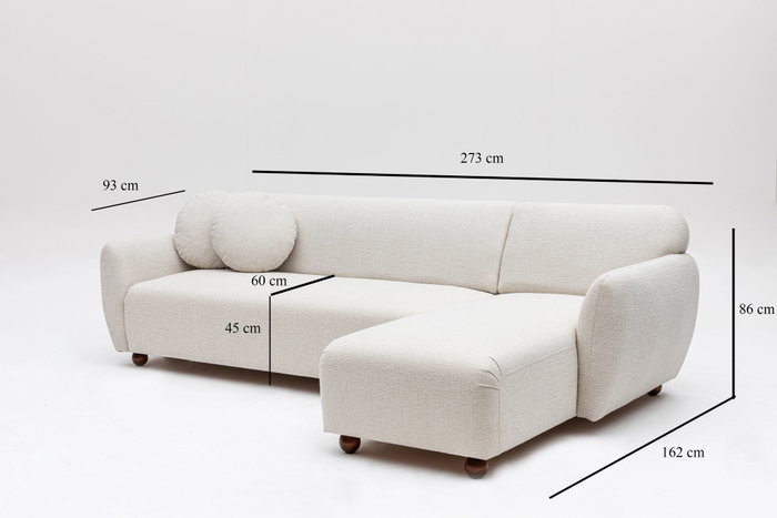 Atelier Del Sofa Sofá Esquinero Right (L3-CHL) Blanco 162 x 273 x 93 x 86 cm